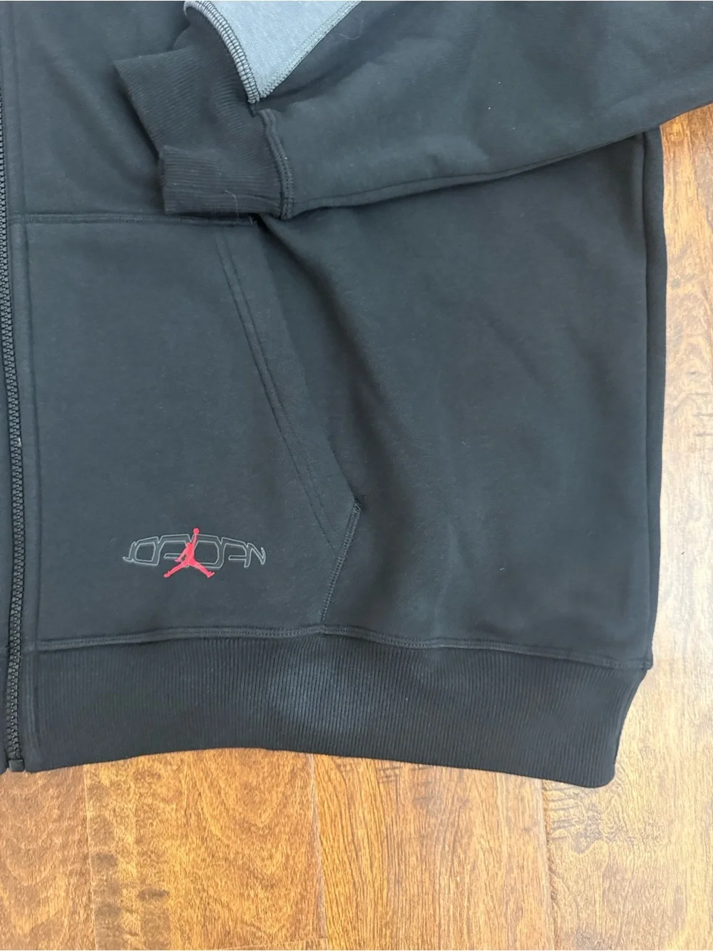 Jordan Black and Gray Full-Zip Hoodie